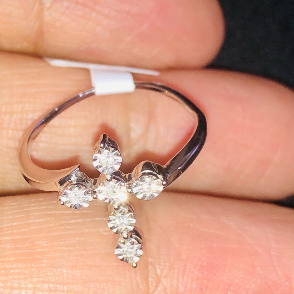 BEAUTIFUL GIFT! HUGE SALE REAL DIAMOND Cross Ring - Picture 8 of 11